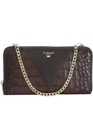 Da Milano Women Animal Textured Zip Detail Leather Zip Around Wallet