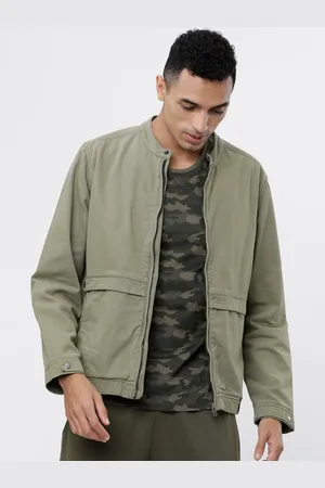 Highlander Men Olive Green Solid Tailored Jacket
