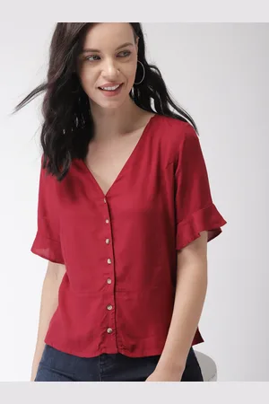 Mast & Harbour Women Maroon Shirt Style Top