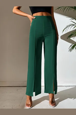 BAESD Women Relaxed Straight Leg High-Rise Wrinkle Free Bootcut Trousers
