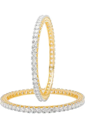 Shivansh Set of 2 Gold-Plated Zircon Crystal Bangles