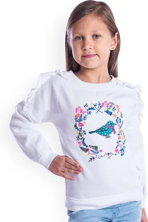 Cherry Crumble Girls White Printed Sweatshirt