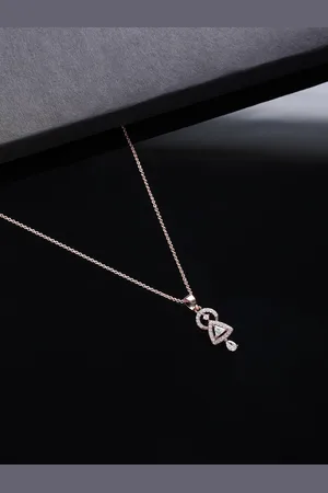 HOT AND BOLD Women Rose Gold-Plated Cubic Zirconia Pendant Necklace