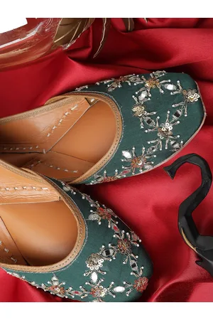 GLAM STORY Women Teal Ethnic Mojaris Flats