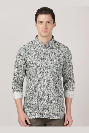 MERCHANT MARINE Men Brown & White Slim Fit Floral Printed Cotton Casual Shirt