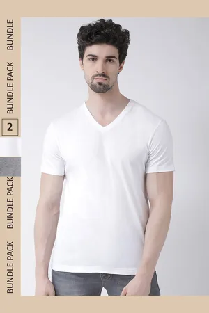 Friskers Pack Of 2 V-Neck Pure Cotton Slim Fit Short Sleeves T-shirts