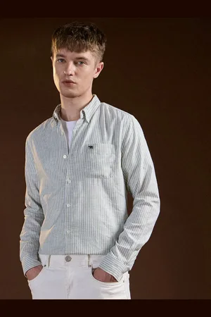 The Bear House Men Slim Fit Opaque Striped Casual Shirt