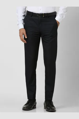 Van Heusen Men Striped Ultra Slim Fit Mid-Rise Formal Trousers