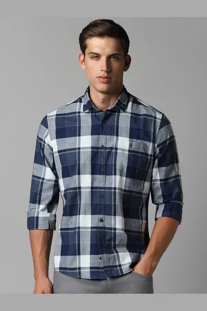 Louis Philippe Slim Fit Tartan Checks Spread Collar Long Sleeves Casual Shirt