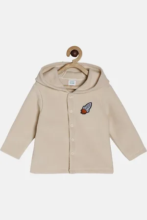 MINI KLUB Boys Peach-Coloured Grey Lightweight Open Front Jacket