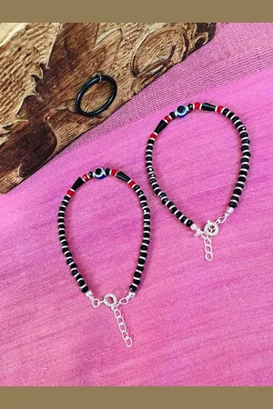 ARTE Kids 92.5 Sterling Silver Beaded Anklets