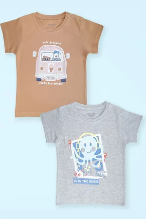 Miss & Chief Unisex Kids Pack Of 2 Typography Printed Round Neck Cotton T-shirts