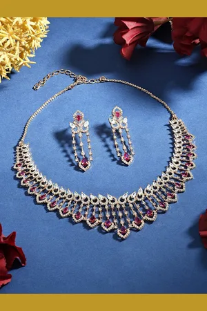 Ami Rose Gold-Plated CZ-Studded Necklace and Earrings