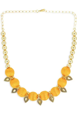 Akshara Clothing Girls Gold-Toned & Yellow Alloy Gold-Plated Handcrafted Necklace