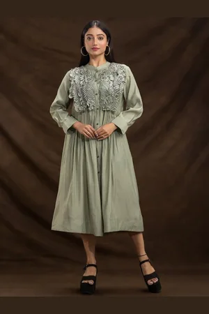 AUTUMN LANE Floral Printed Shirt Type Cotton Midi Dress
