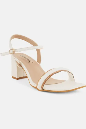 DressBerry Textured Party Block Sandals with Buckles