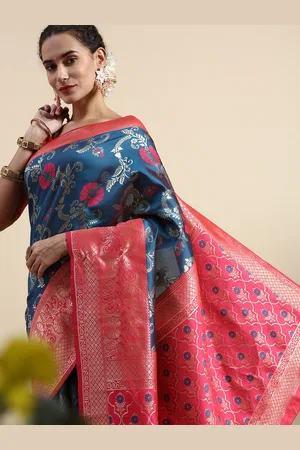 Lilots Ethnic Motifs Woven Design Banarasi Saree with Blouse Piece