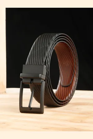 Teakwood Leathers Men Textured Leather Reversible Formal Belt