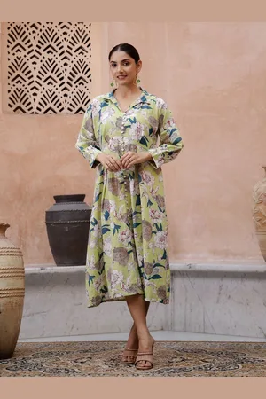 Sangria Women Printed Long Sleeve Fit & Flare Dress