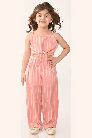 BONKIDS Girls Striped Pure Cotton Top with Trousers
