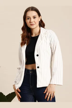 Mast & Harbour Striped Single-Breasted Casual Blazer