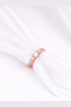 GIVA 92.5 Sterling Silver Rose Gold Plated Stones Studded Splendid Shine Finger Ring