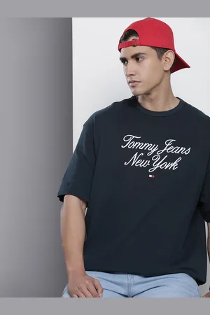 Tommy Hilfiger Brand Logo Embroidered Drop-Shoulder Pure Cotton Oversized T-shirt
