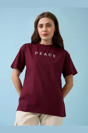 Mast & Harbour Women Graphic Printed Round Neck Cotton Oversized T-shirt