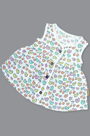 Born Infant Girls Conversational Printed Gathered Organic Cotton A-Line Dress