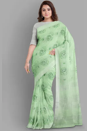 The Chennai Silks Floral Linen Blend Fusion Bhagalpuri Saree