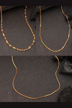 NVR Women Set of 3 Gold-Plated Minimal Chain