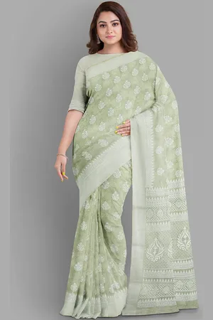 The Chennai Silks Floral Pure Cotton Fusion Gadwal Saree