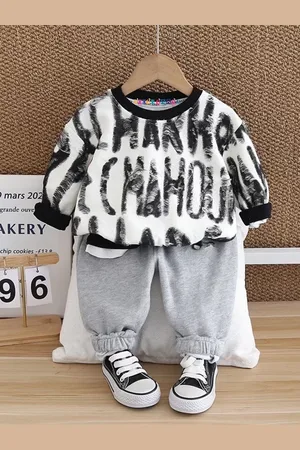 Googo Gaaga Boys Printed Pure Cotton Sweatshirt With Joggers