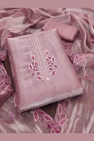 KIMISHA Embroidered Silk Chiffon Unstitched Dress Material