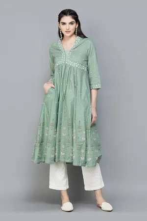 Lifestyle Geometric Cotton Yoke Design Anarkali Kurta