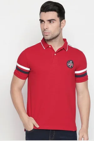 Giordano Men Red Solid Polo Collar T-shirt