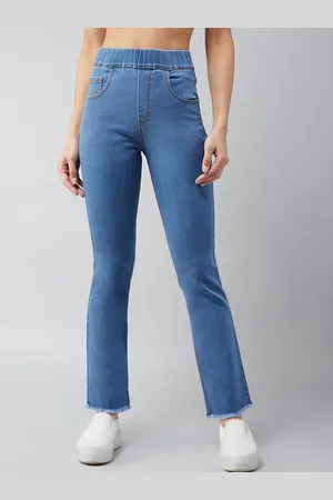 BAESD Women Bootcut Clean Look Frayed Stretchable Jeans