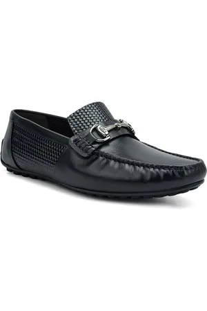 ROSSO BRUNELLO Men Textured Leather Round-Toe Slip-On Loafer Shoes