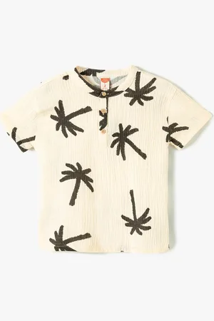 Koton Boys Conversational Printed Collarless Casual Shirt