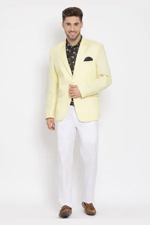 Hangup Men Yellow Solid Single-Breasted 3-Piece Suit
