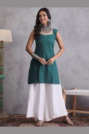 InWeave Women Striped Regular Pure Cotton Kurta with Palazzos