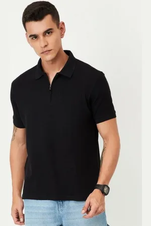 Max Collection Men Self Design Polo Collar Cotton T-shirt
