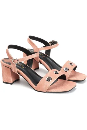 DressBerry Textured Party Block Sandals with Laser Cuts