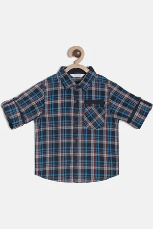 MINI KLUB Boys Blue Regular Fit Checked Casual Shirt