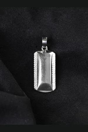 CLARA Men Rhodium-Plated 925 Sterling Silver Cubic Zirconia-Studded Geometric Pendant