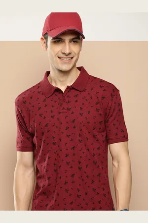 HERE&NOW Floral Printed Polo Collar Casual T-shirt
