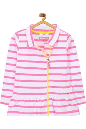 Cherry Crumble Girls White & Pink Striped Sweatshirt