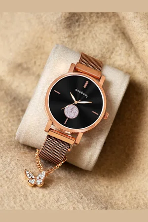 DressBerry Women Watch With Butterfly Charm Gift Set