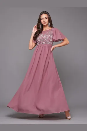Miss Chase Women Embellished Boat Neck Flared Sleeve Maxi Dress