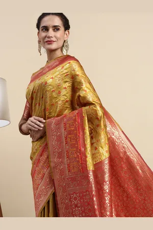 Lilots Ethnic Motifs Woven Design Banarasi Saree with Blouse Piece